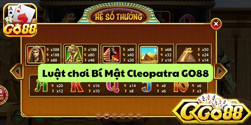 Bí Mật Cleopatra GO88 là một trò chơi slot hấp dẫn với cơ chế quay số độc đáo