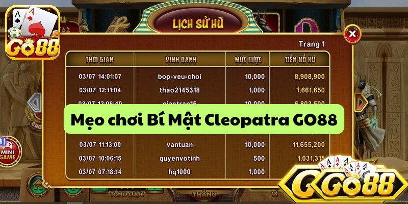 Dễ dàng vào chơi Bí Mật Cleopatra GO88